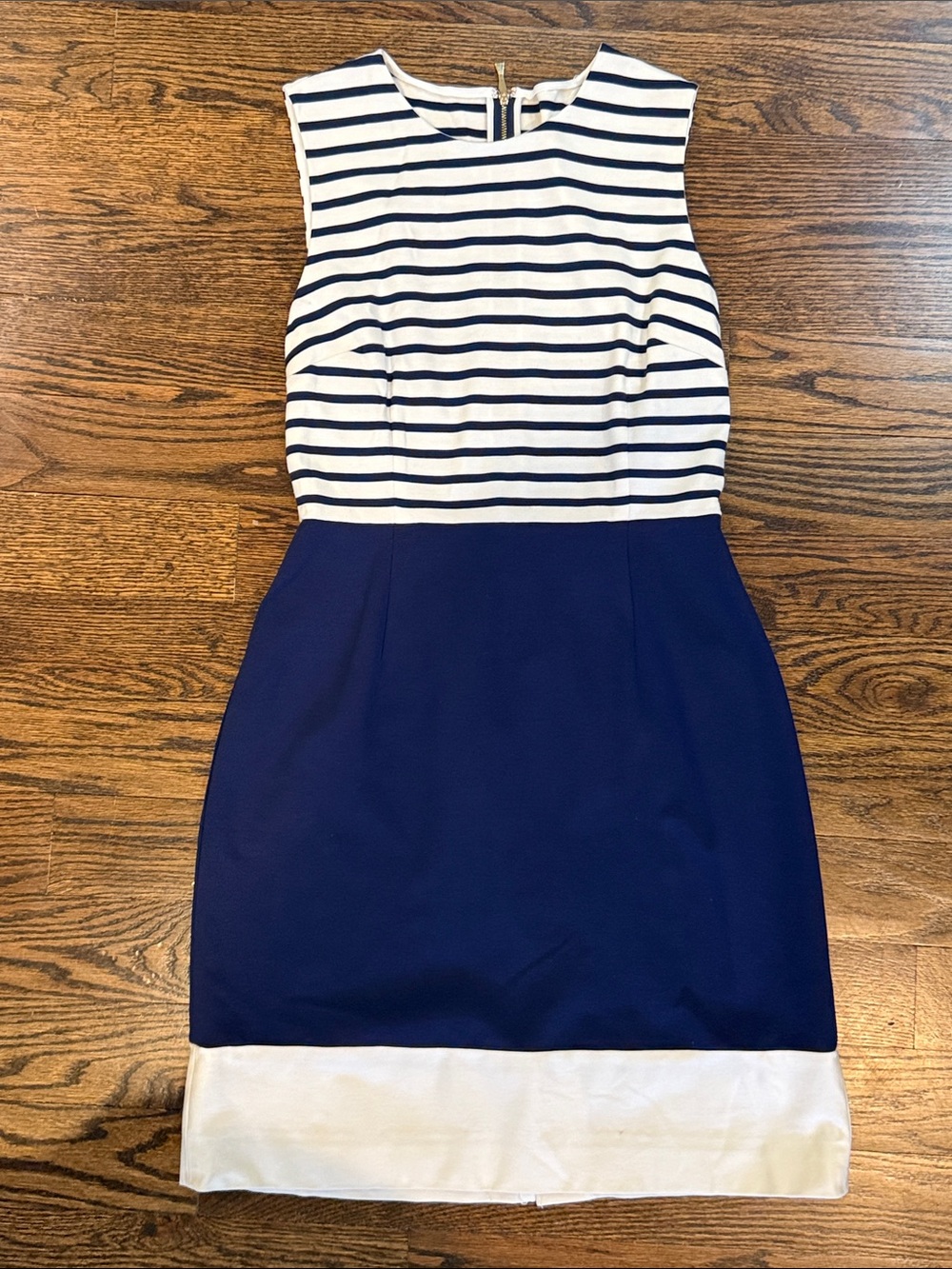 Kate Spade Nautical Sleeveless Navy and White Striped Sheath Dress L